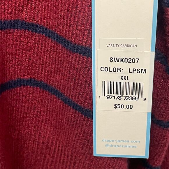 NWT Draper James Varsity Cardigan Burgundy Navy Striped Womens Plus Size XXL - Picture 4 of 7